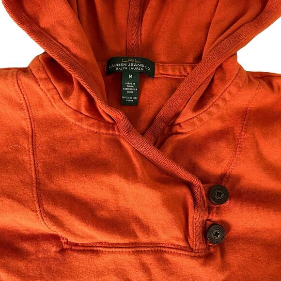 LRL Lauren Jeans Co. Burnt Orange Hooded Pullover Womens Size M - Picture 2 of 7